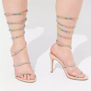 TORRID Lace Up Embroidered Heel Sandal (WW)
